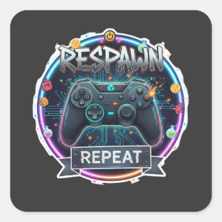 Respawn and Repeat Gamer Controller Square Sticker
