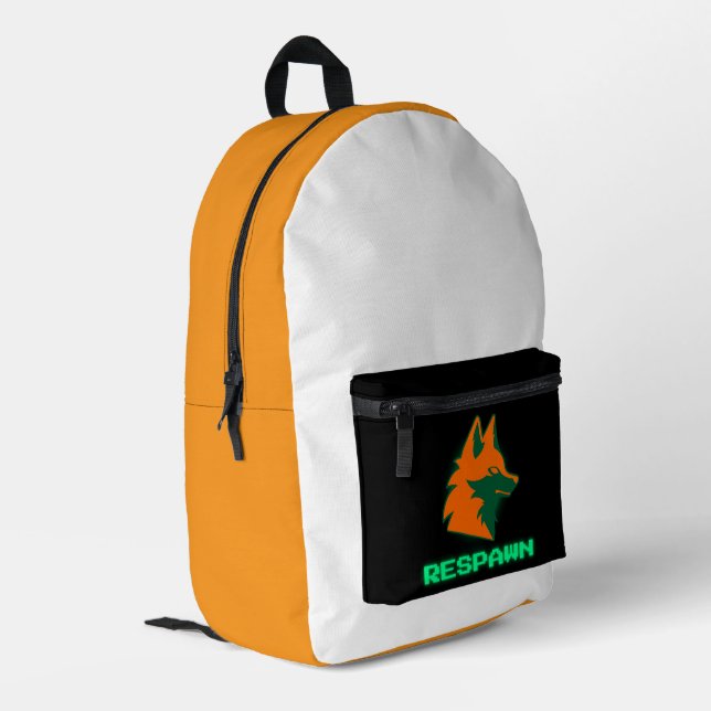 RESPAWN – Neon Gamer Fox Logo Printed Backpack (Back Corner Left)