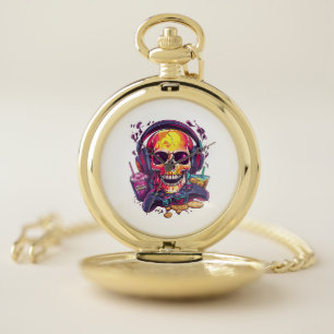 Respawn Ready � Funny Gamer Skull Pocket Watch