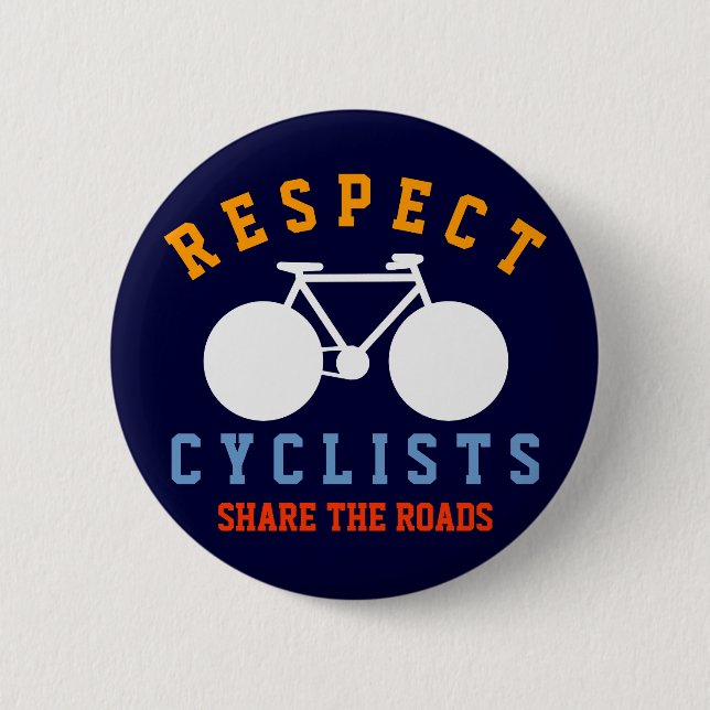 respect bicyclists, bike pinback button (Front)