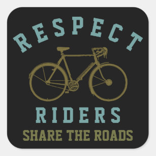 respect bike riders square sticker