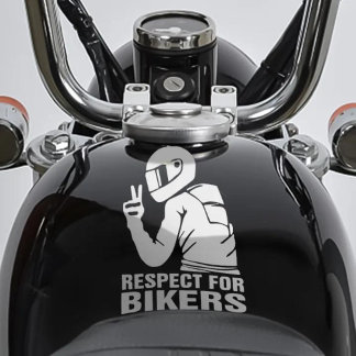 Respect Biker Motorcycle 3D Decal Sticker | White 