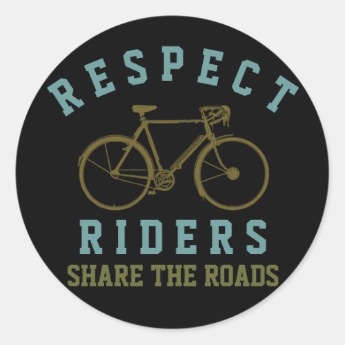 respect bikers  share roads classic round sticker