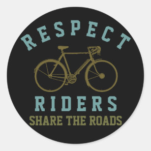 respect bikers . share roads classic round sticker