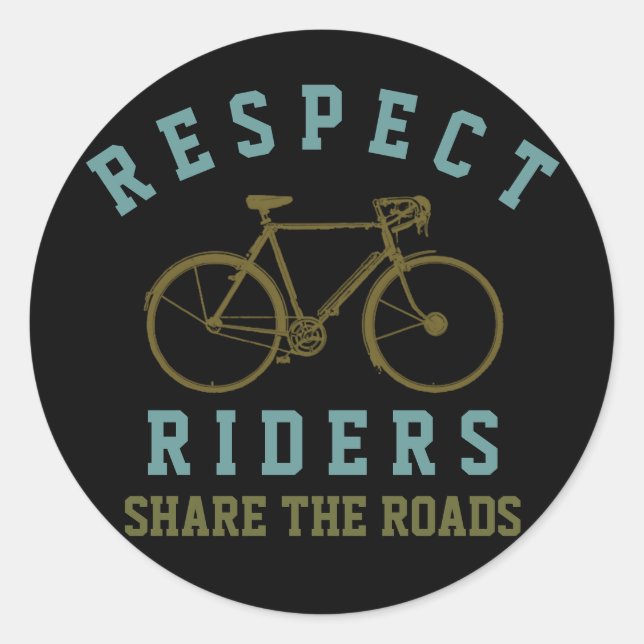 respect bikers . share roads classic round sticker (Front)