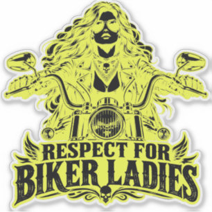 Respect For Biker Ladies minim. yellow car sticker