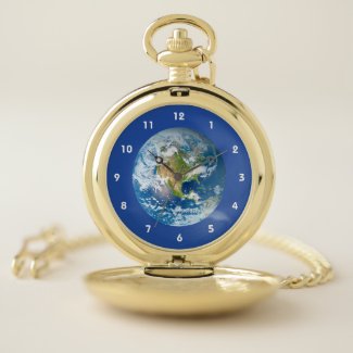 Respect Future Planet Earth Blue Pocket Watch