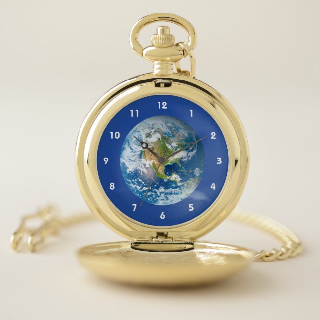 Respect Future Planet Earth Blue Pocket Watch (Inside)