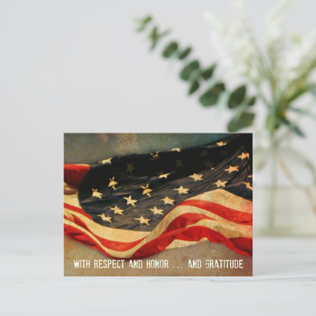 Respect, Honor and Gratitude Veterans Day Postcard (Standing Front)