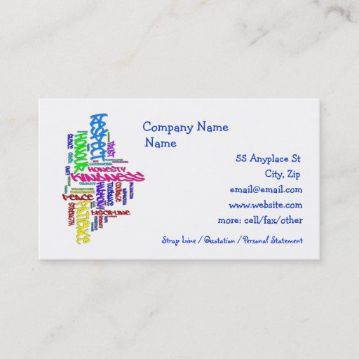 Customizable Respect, Kindness, Trust... Virtues template cards Business Card Templates