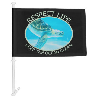 Respect Life, Keep the Ocean Clean Car Flag