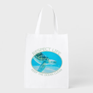 Respect Life, Keep the Ocean Clean Grocery Bag