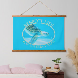 Respect Life, Keep the Ocean Clean Hanging Tapestry