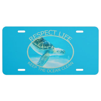 Respect Life, Keep the Ocean Clean License Plate