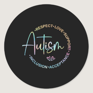 Respect Love Support Autism Awareness Month Classic Round Sticker
