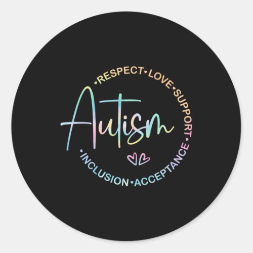 Respect Love Support Autism Awareness Month Classic Round Sticker