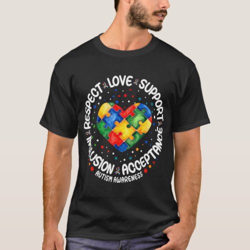 Respect Love Support Autism Awareness Month Suppor T_Shirt