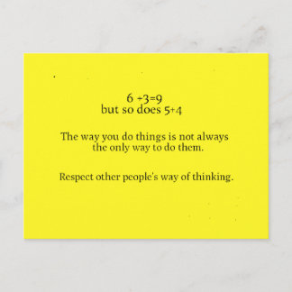 RESPECT OTHERS WAY OF DOING THINGS ADVICE WISDOM Q POSTCARD