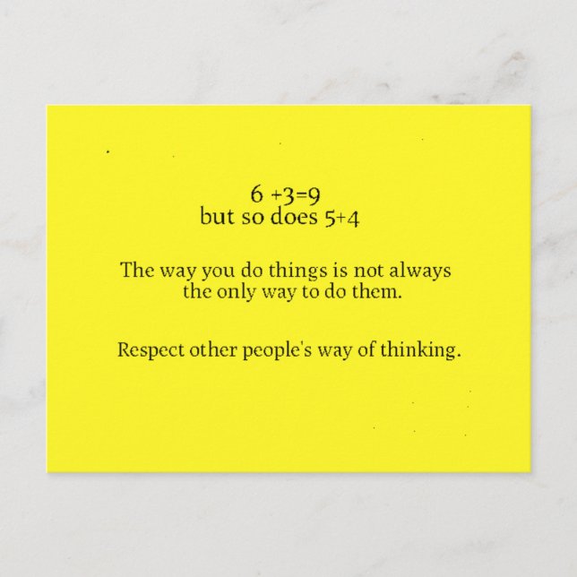 RESPECT OTHERS WAY OF DOING THINGS ADVICE WISDOM Q POSTCARD (Front)