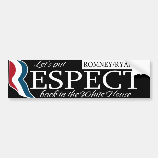 Respect Romney/Ryan 2012 Bumper Sticker (Front)