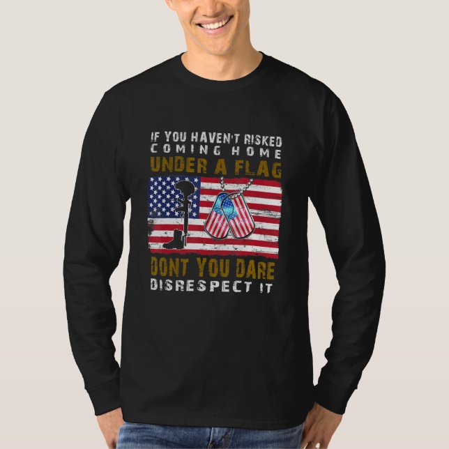 Respect The American Flag Proud Us Veterans Boots  T-Shirt (Front)