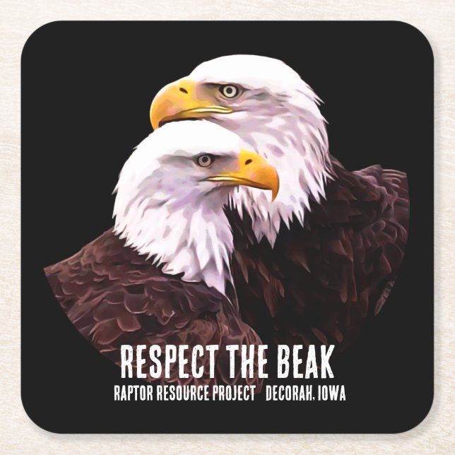Respect The Beak Square Paper Coaster (Front)