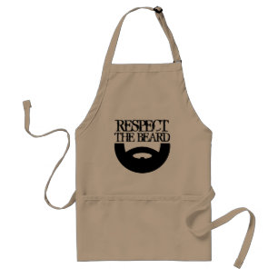 Respect the beard BBQ apron for men   Khaki beige