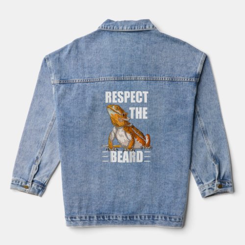 Respect The Beard  Bearded Dragon Raglan Baseball  Denim Jacket