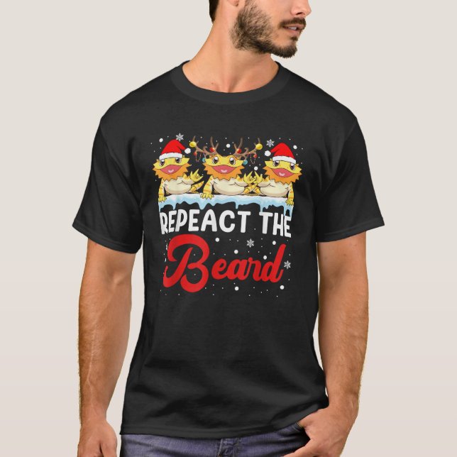Respect The Beard Christmas Light Santa Bearded Dr T-Shirt (Front)