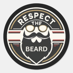 Respect the Beard,  Funny Beard Lover Classic Round Sticker