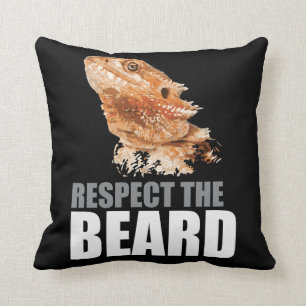 Respect The Beard Funny Bearded Dragon Throw Pillow