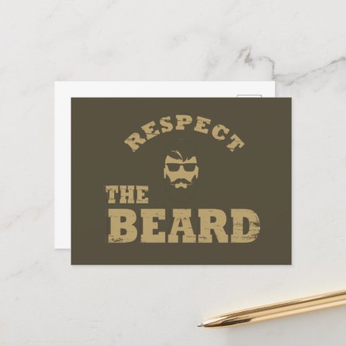 Respect the beard funny bearded sayings holiday postcard