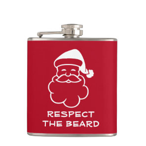 Respect the beard funny Christmas Santa drink Flask