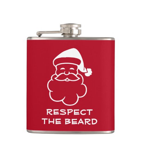 Respect the beard funny Christmas Santa drink Flask