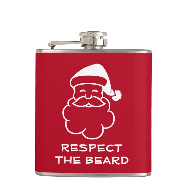 Respect the beard funny Christmas Santa drink Flask (Front)