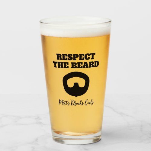 Respect the beard funny goatee beer glass gift