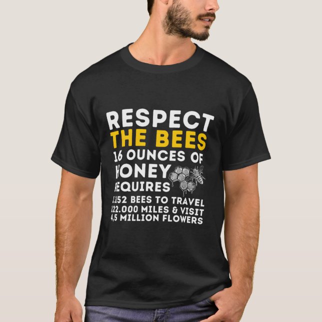 Respect The Bees Bee Beekeeg Beekeeper T-Shirt (Front)