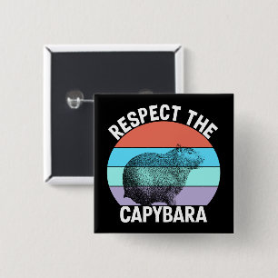 Respect The Capybara Funny Capybara Lover T-Shirt Button