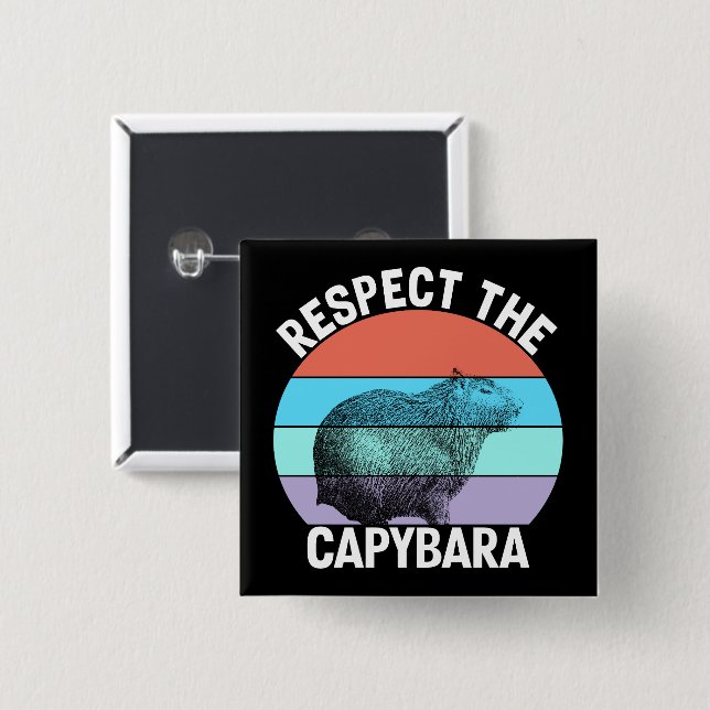 Respect The Capybara Funny Capybara Lover T-Shirt Button (Front & Back)