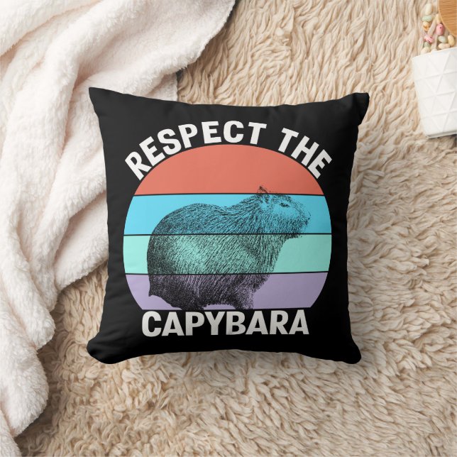 Respect The Capybara Funny Capybara Lover Throw Pillow (Blanket)