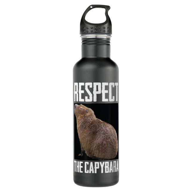 Respect The Capybara Funny Rodent Capibara Photo  Stainless Steel Water Bottle (Front)