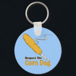 Respect The Corn Dog? Keychain<br><div class="desc">Respect The Corn Dog? Funny Junk Food / Fast Foods Snacks Sayings Your favorite junk foods and fast foods with funny quotes,  sayings,  innuendos,  word play,  catch phrases,  black humor,  jokes and satire.  Wholesale available.</div>