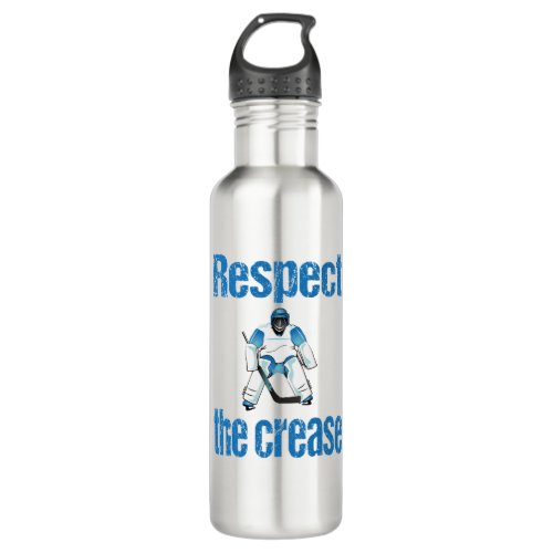 Respect the crease hockey goalie stainless steel water bottle