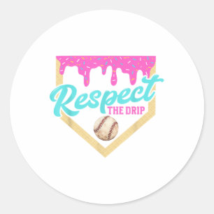 Respect The Drip Baseball Home Plate Ice Cream Dri Classic Round Sticker