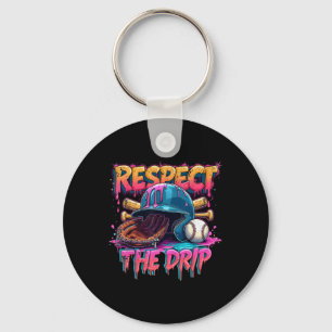 Respect The Drip Baseball Ice Cream Drip Vibes Squ Keychain