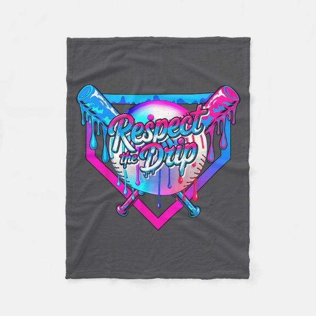 Respect The Drip Baseball Ice Cream For Kids Boys  Fleece Blanket (Front)