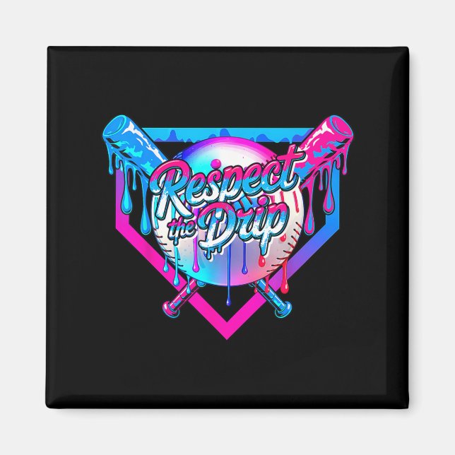 Respect The Drip Baseball Ice Cream For Kids Boys  Magnet (Front)
