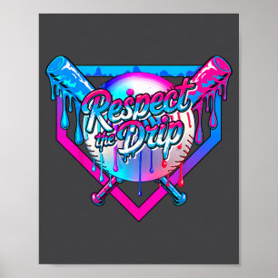 Respect The Drip Baseball Ice Cream For Kids Boys  Poster