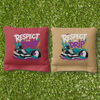 Respect The Drip Basketball Design Cornhole Bags