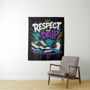 Respect The Drip Basketball Design Tapestry